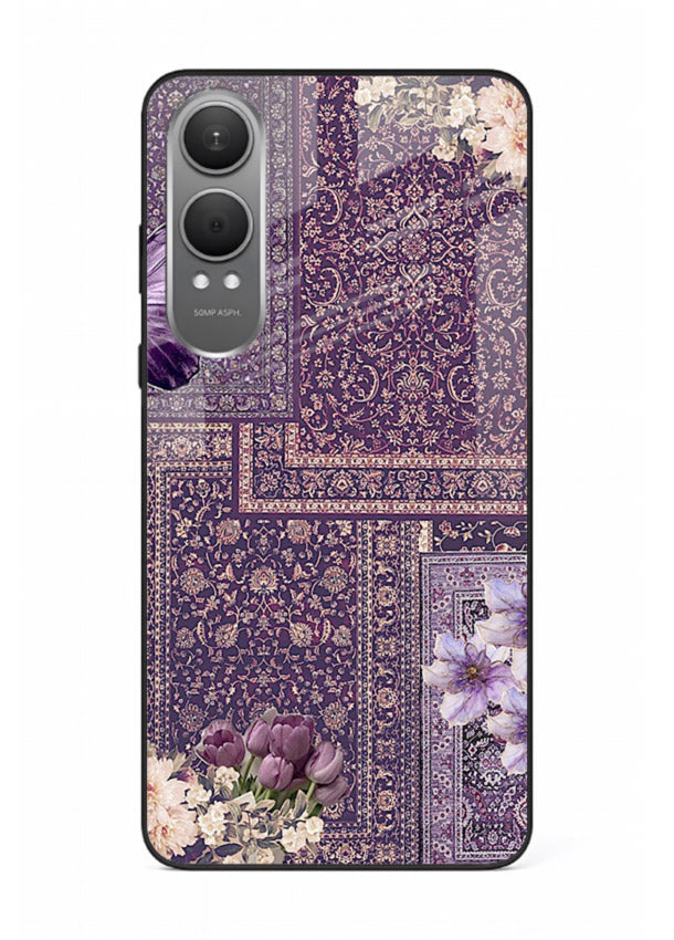 Purple tapestry artwork printed on glossy tempered glass OnePlus Nord CE4 Lite back cover