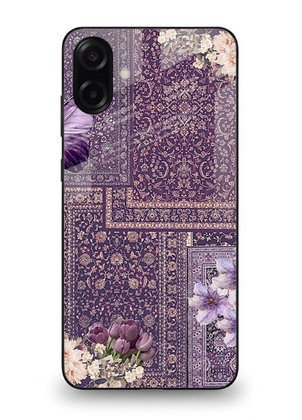 Purple tapestry artwork printed on glossy tempered glass Samsung A07 4G back cover