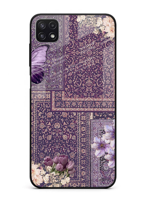 Purple tapestry artwork printed on glossy tempered glass Samsung F42 5G back cover