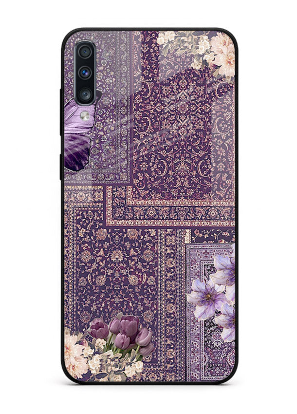 Purple tapestry artwork printed on glossy tempered glass Samsung A50 back cover