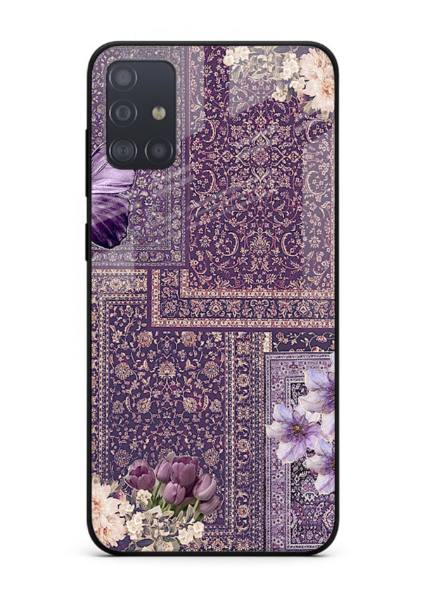 Purple tapestry artwork printed on glossy tempered glass Samsung A71 back cover