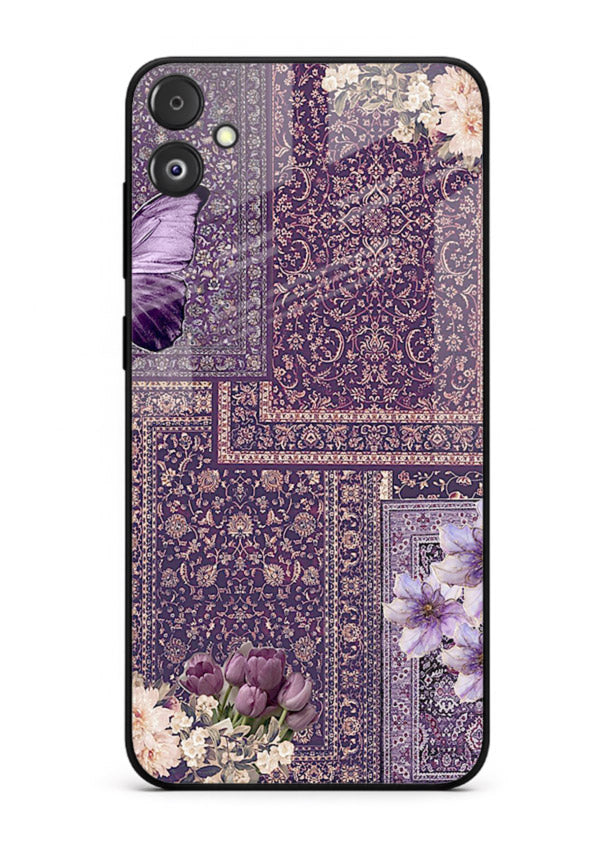 Purple tapestry artwork printed on glossy tempered glass Samsung F14 5G back cover