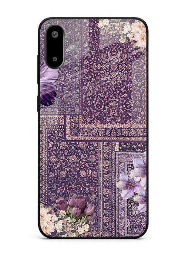 Purple tapestry artwork printed on glossy tempered glass Samsung F06 5G back cover
