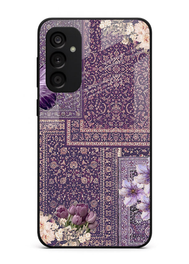Purple tapestry artwork printed on glossy tempered glass Samsung M14 4G back cover