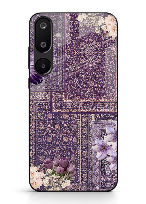 Purple tapestry artwork printed on glossy tempered glass Samsung F16 5G back cover