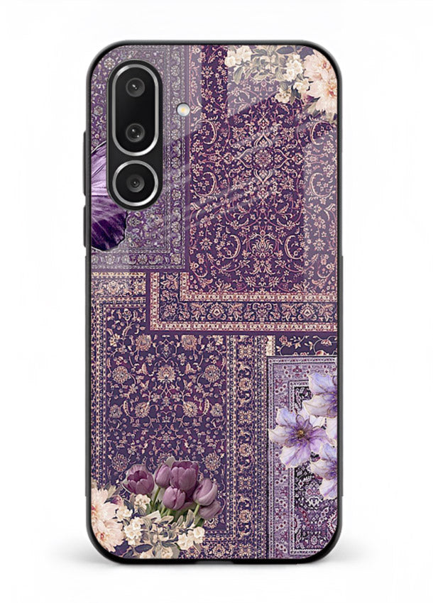 Purple tapestry artwork printed on glossy tempered glass Samsung M36 5G back cover