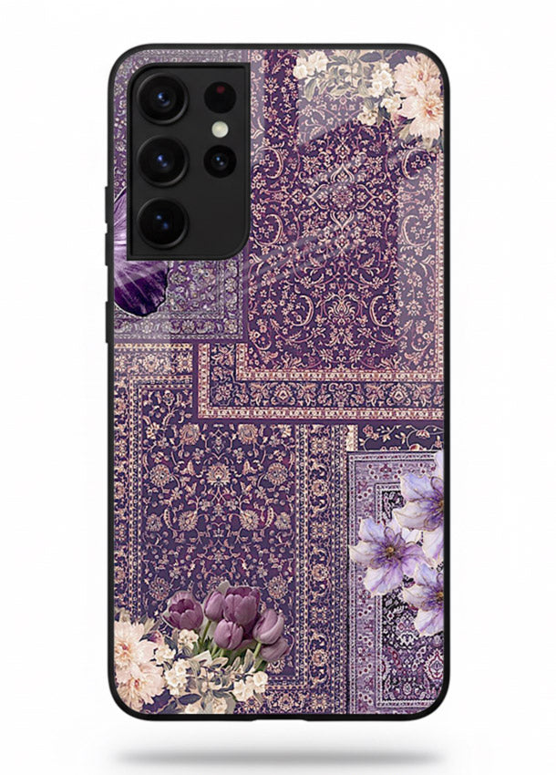 Purple tapestry artwork printed on glossy tempered glass Samsung S21 Ultra back cover