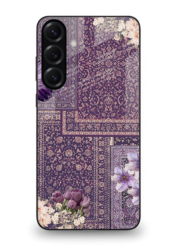Purple tapestry artwork printed on glossy tempered glass Samsung M35 5G back cover