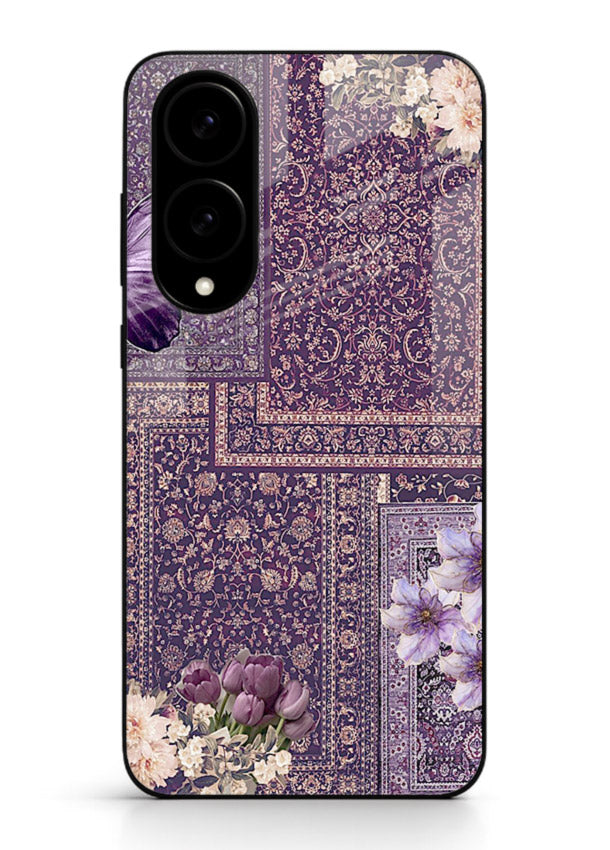 Purple tapestry artwork printed on glossy tempered glass Samsung S25 Edge back cover
