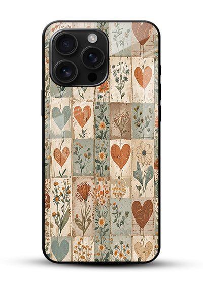 Rustic Patch Quilt patchwork quilt pattern glossy vibrant premium glass back cover - Angle Front