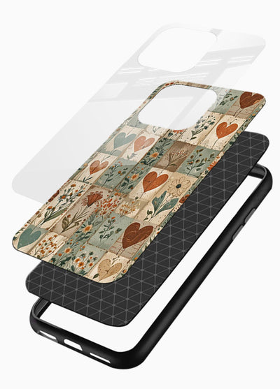 Rustic Patch Quilt patchwork quilt pattern glossy vibrant premium glass back cover - Angle Layers