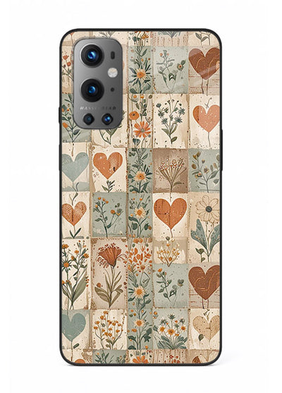 Rustic Patch Quilt patchwork quilt pattern OnePlus 9 glass back cover