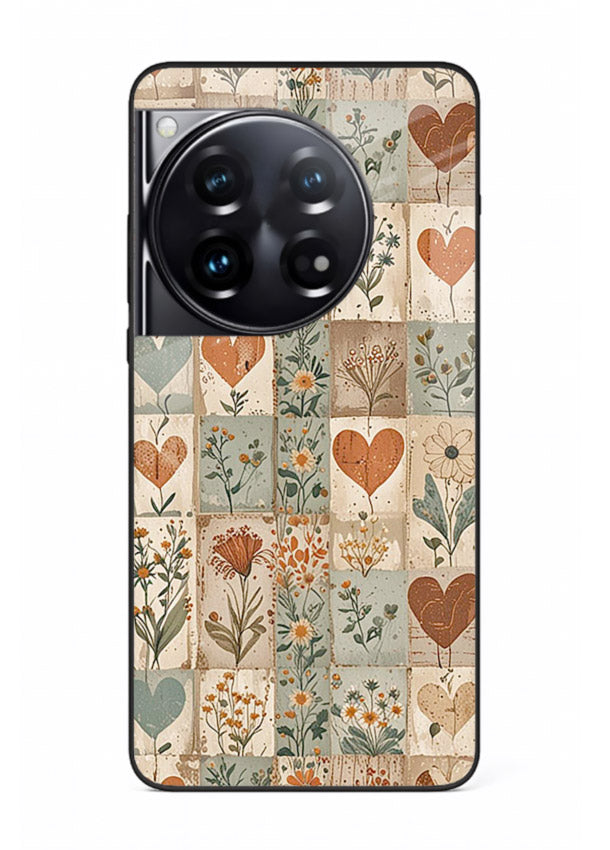 Rustic Patch Quilt patchwork quilt pattern OnePlus 12 glass back cover