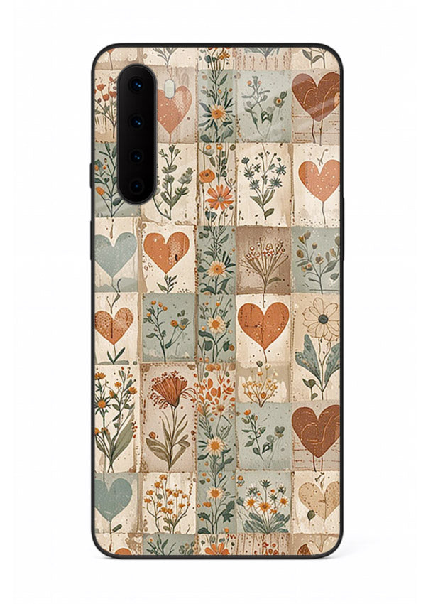 Rustic Patch Quilt patchwork quilt pattern OnePlus Nord glass back cover