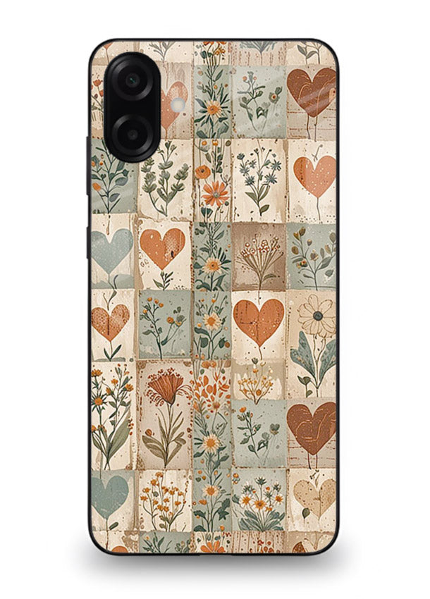 Rustic Patch Quilt patchwork quilt pattern Samsung M13 5G glass back cover
