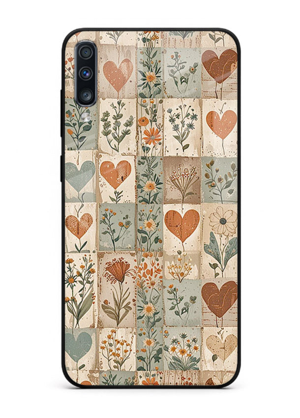 Rustic Patch Quilt patchwork quilt pattern Samsung A50 glass back cover