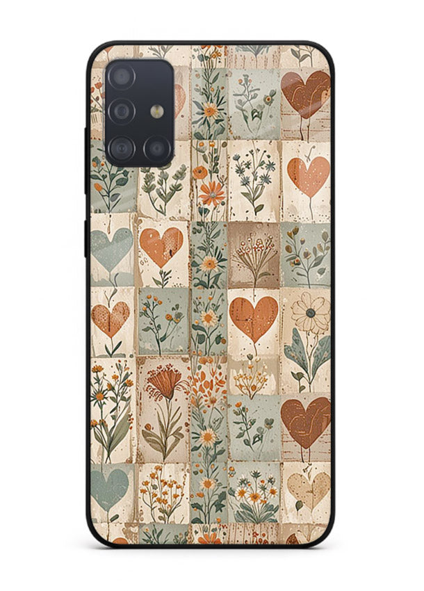 Rustic Patch Quilt patchwork quilt pattern Samsung A51 glass back cover