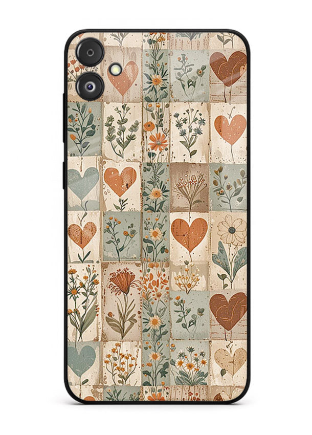 Rustic Patch Quilt patchwork quilt pattern Samsung F04 5G glass back cover