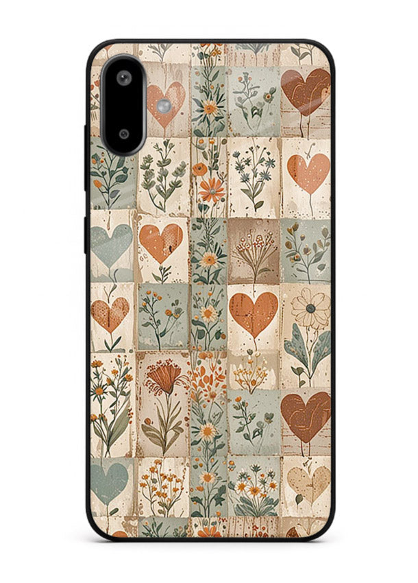 Rustic Patch Quilt patchwork quilt pattern Samsung F06 5G glass back cover