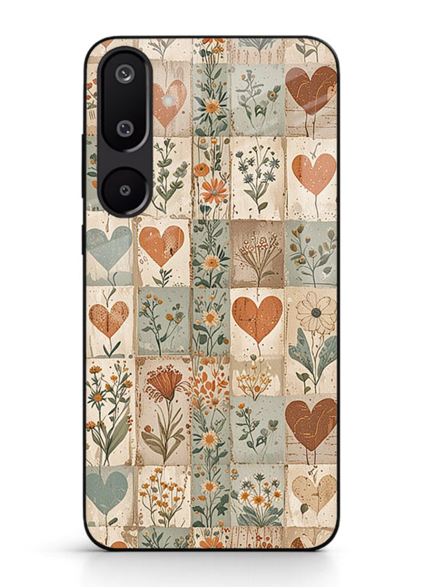 Rustic Patch Quilt patchwork quilt pattern Samsung F16 5G glass back cover