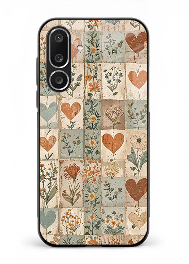 Rustic Patch Quilt patchwork quilt pattern Samsung M36 5G glass back cover