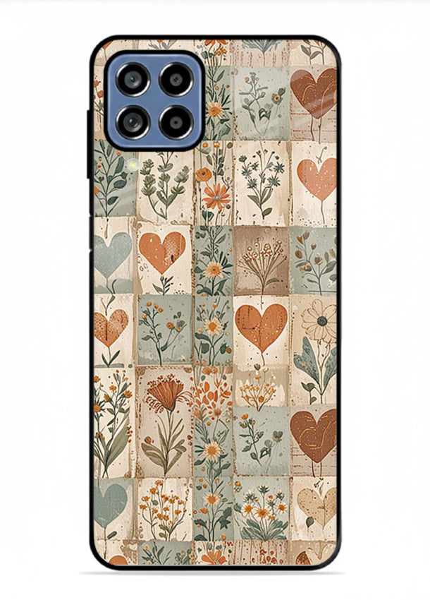 Rustic Patch Quilt patchwork quilt pattern Samsung F62 glass back cover