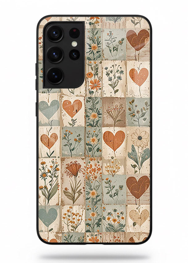 Rustic Patch Quilt patchwork quilt pattern Samsung S21 Ultra glass back cover