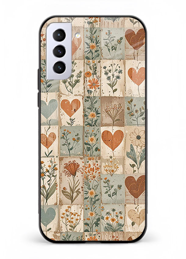 Rustic Patch Quilt patchwork quilt pattern Samsung S21 Plus glass back cover
