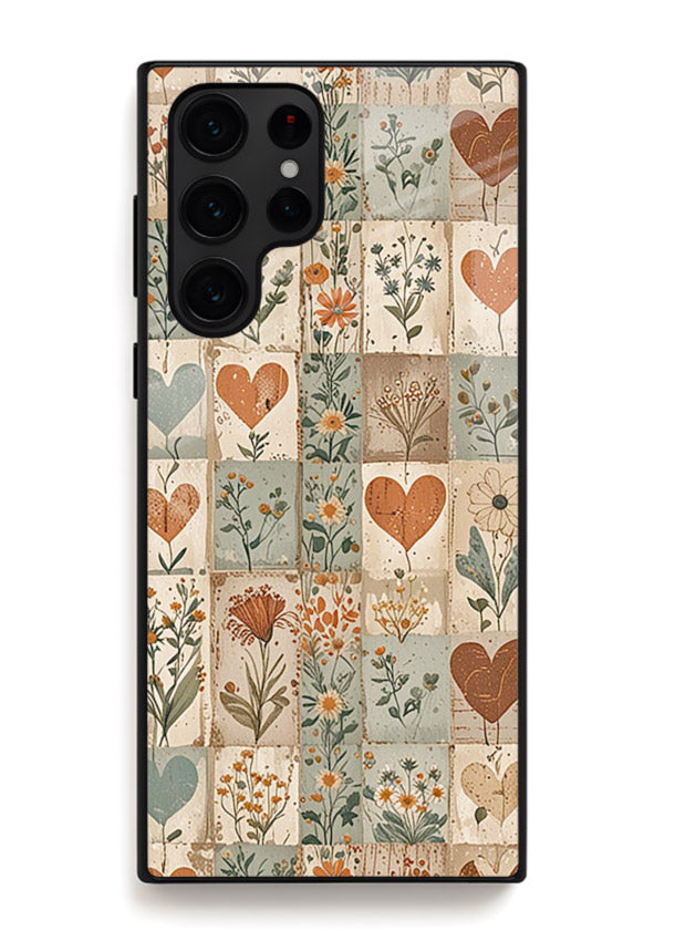 Rustic Patch Quilt patchwork quilt pattern Samsung S23 Ultra glass back cover