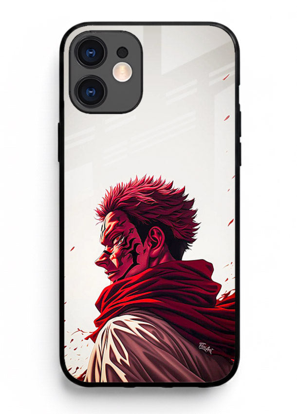 samurai blood rage red white art iphone 12 mini glass cover dramatic japanese warrior case
