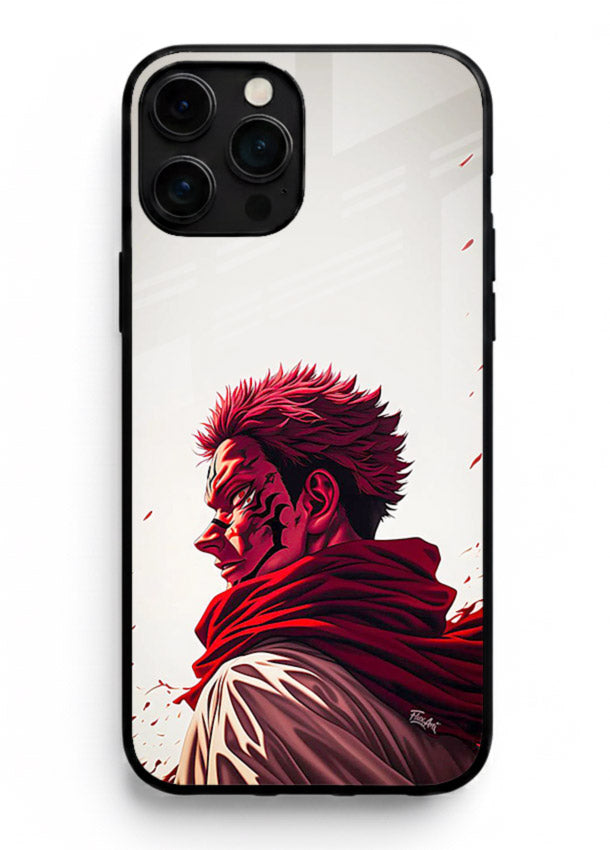 samurai blood rage red white art iphone 16 pro max glass cover dramatic japanese warrior case