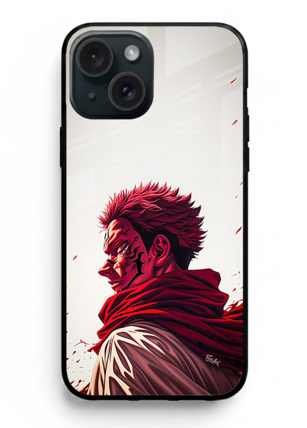 samurai blood rage red white art iphone 14 plus glass cover dramatic japanese warrior case