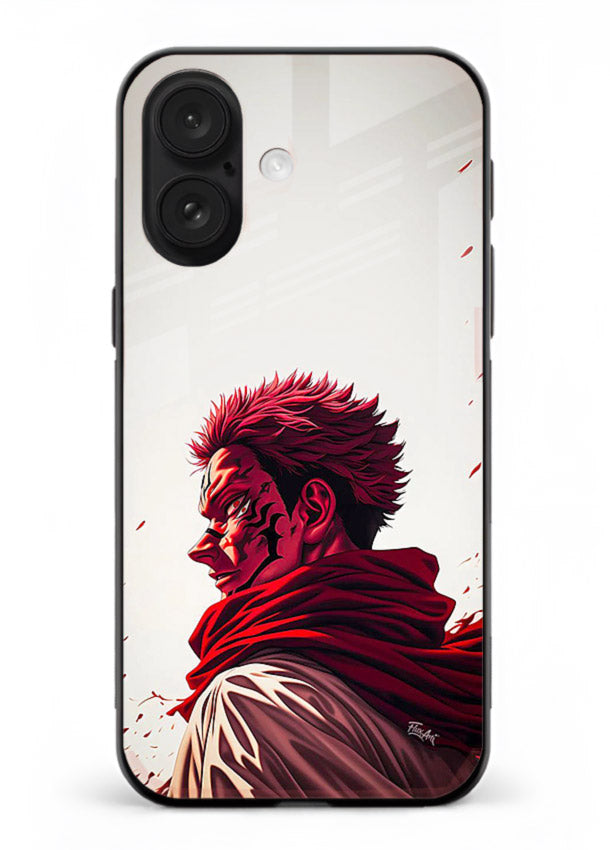 samurai blood rage red white art iphone 16 plus glass cover dramatic japanese warrior case