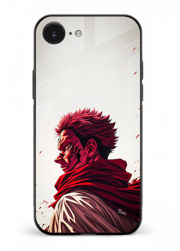 samurai blood rage red white art iphone 16e glass cover dramatic japanese warrior case