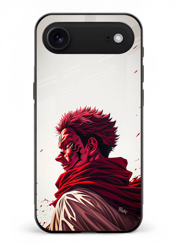 samurai blood rage red white art iphone 17 air glass cover dramatic japanese warrior case