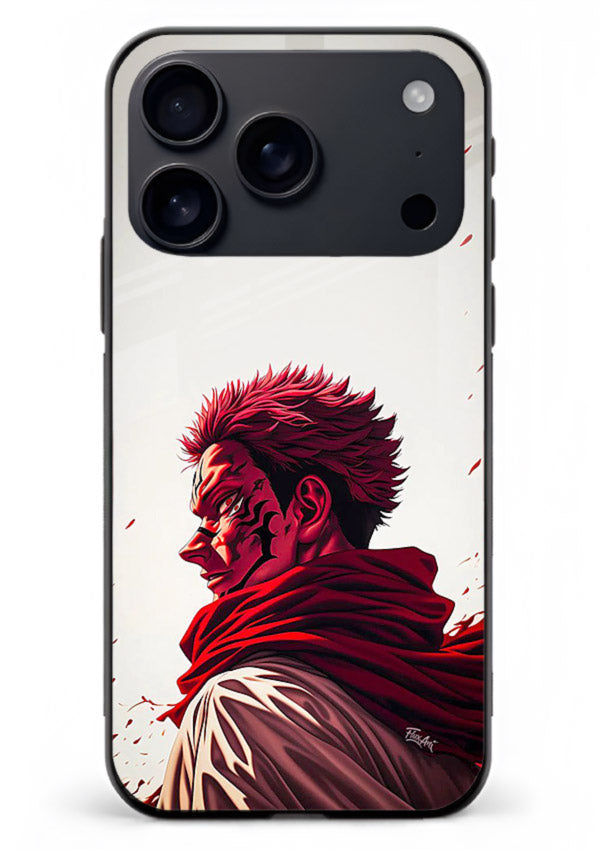 samurai blood rage red white art iphone 18 pro max glass cover dramatic japanese warrior case