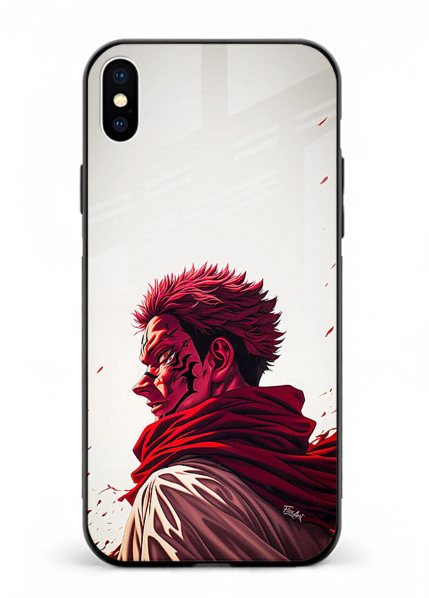 samurai blood rage red white art iphone xs max glass cover dramatic japanese warrior case