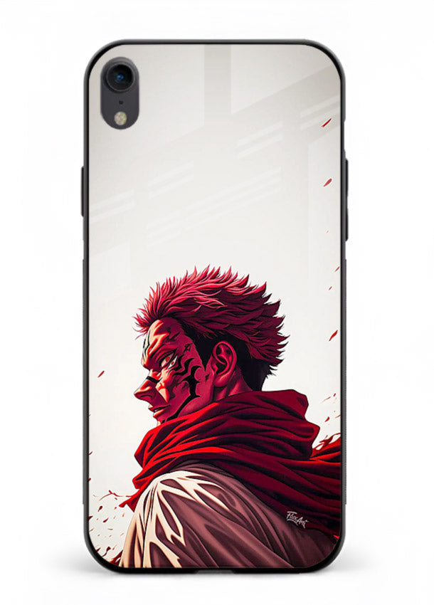 samurai blood rage red white art iphone xr glass cover dramatic japanese warrior case