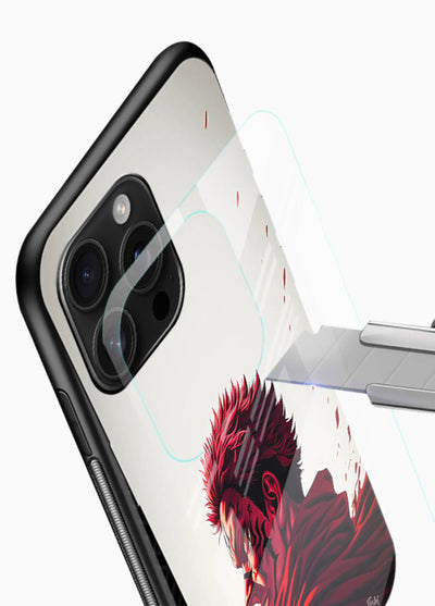 samurai blood rage red white art glossy vibrant premium glass cover dramatic japanese warrior case - Angle Blade