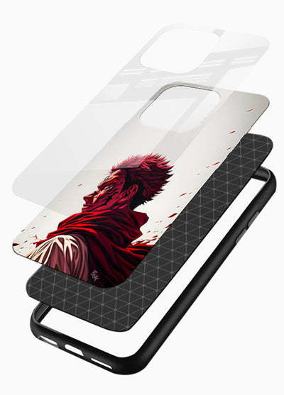 samurai blood rage red white art glossy vibrant premium glass cover dramatic japanese warrior case - Angle Layers