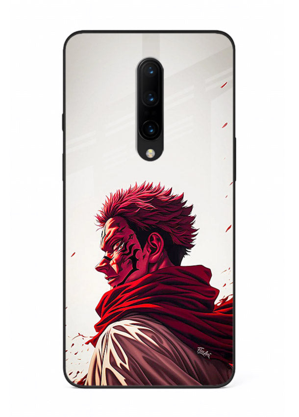 samurai blood rage red white art OnePlus 7T Pro glass cover dramatic japanese warrior case