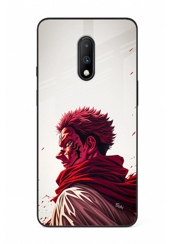 samurai blood rage red white art OnePlus 7 glass cover dramatic japanese warrior case