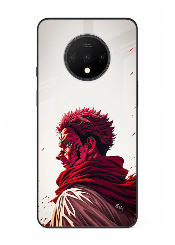 samurai blood rage red white art OnePlus 7T glass cover dramatic japanese warrior case