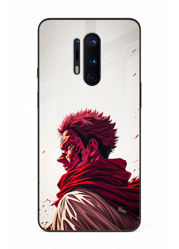 samurai blood rage red white art OnePlus 8 Pro glass cover dramatic japanese warrior case