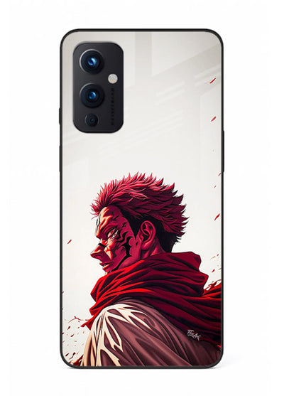 samurai blood rage red white art OnePlus 9 Pro glass cover dramatic japanese warrior case