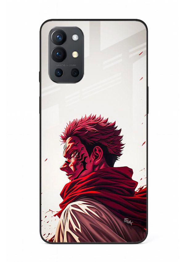 samurai blood rage red white art OnePlus 9R glass cover dramatic japanese warrior case