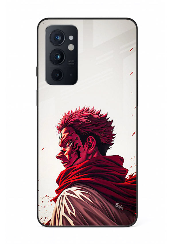 samurai blood rage red white art OnePlus 9RT glass cover dramatic japanese warrior case