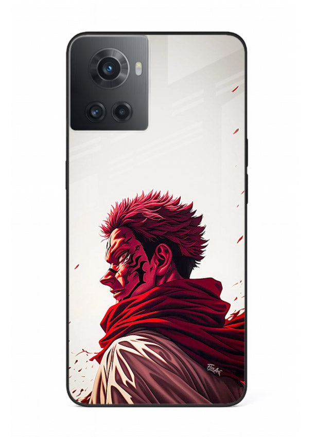 samurai blood rage red white art OnePlus 10R glass cover dramatic japanese warrior case