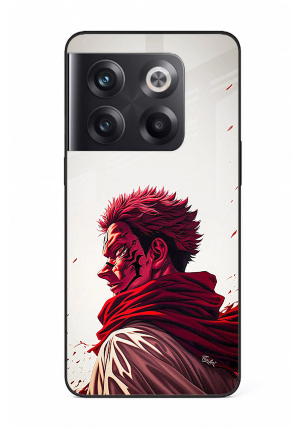 samurai blood rage red white art OnePlus 10T glass cover dramatic japanese warrior case