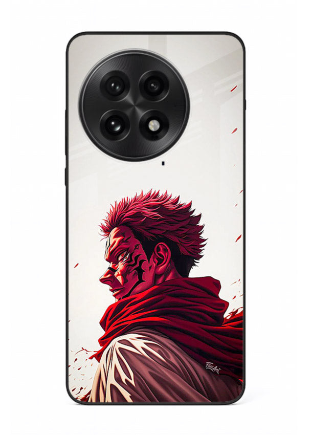samurai blood rage red white art OnePlus 13 glass cover dramatic japanese warrior case